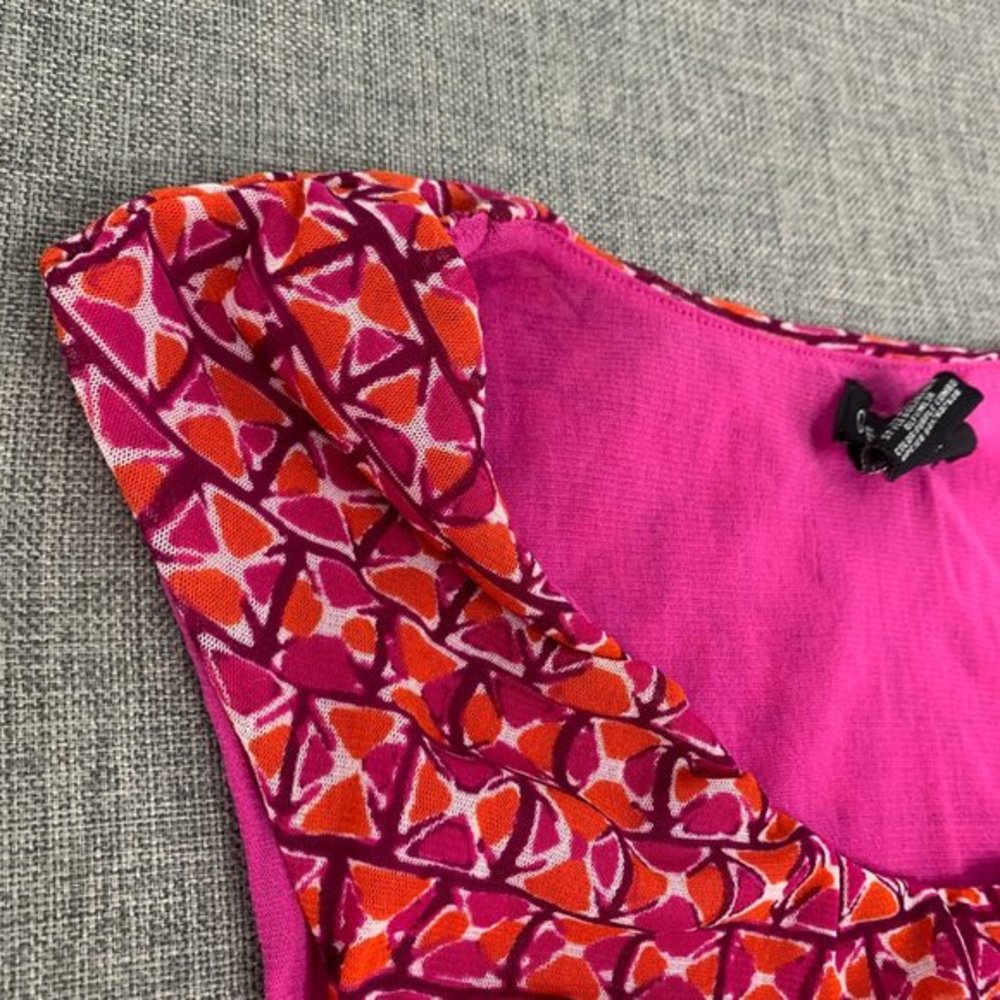 George Women's Sleeveless Blouse Magenta Orange 100% Nylon Small Round Neck - Picture 3 of 12